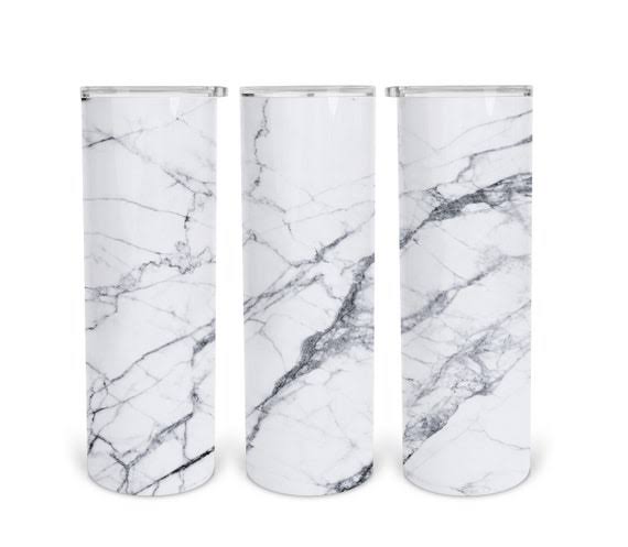 20 oz Skinny Tumbler- white marble