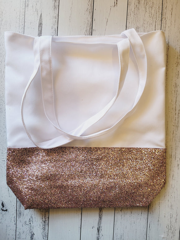 Glittered Tote Bag- Light brown