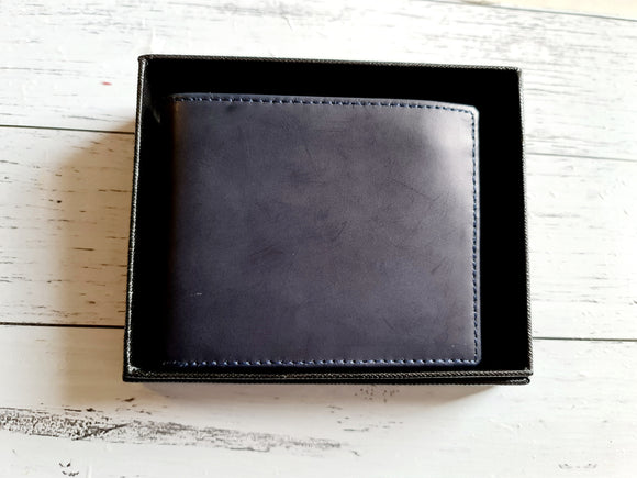 Men's Leather Wallet (Navy) with gift box