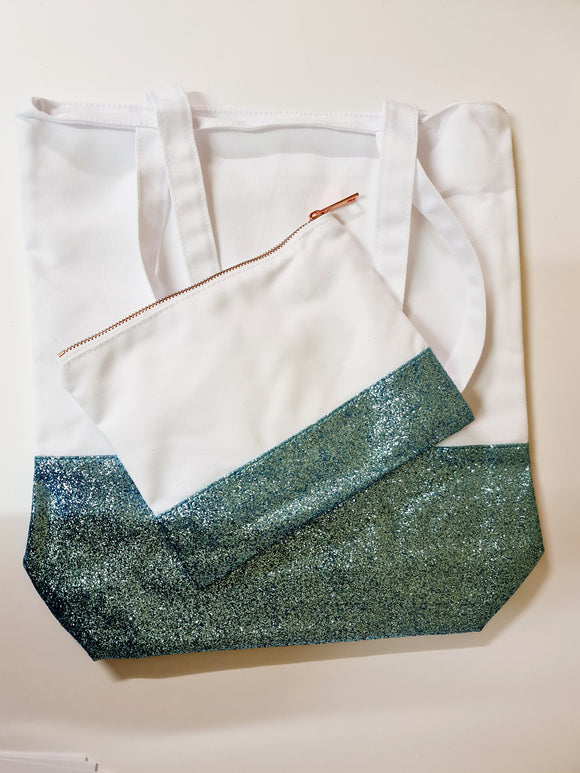 Glittered Cosmetic Bags- Teal