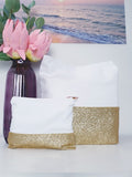Glittered Cosmetic Bags- Gold